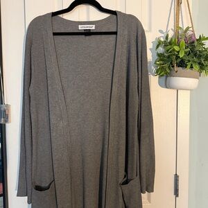 Cotton Emporium Charcoal Open-Front Cardigan